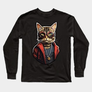 Cat In Human Clothes Unique Design Long Sleeve T-Shirt